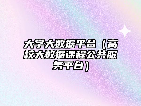 大學(xué)大數(shù)據(jù)平臺(tái)（高校大數(shù)據(jù)課程公共服務(wù)平臺(tái)）