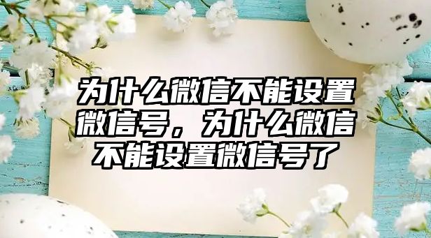 為什么微信不能設(shè)置微信號，為什么微信不能設(shè)置微信號了