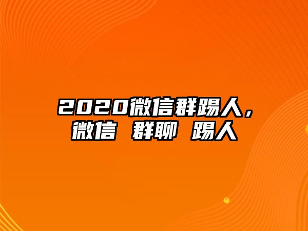 2020微信群踢人，微信 群聊 踢人