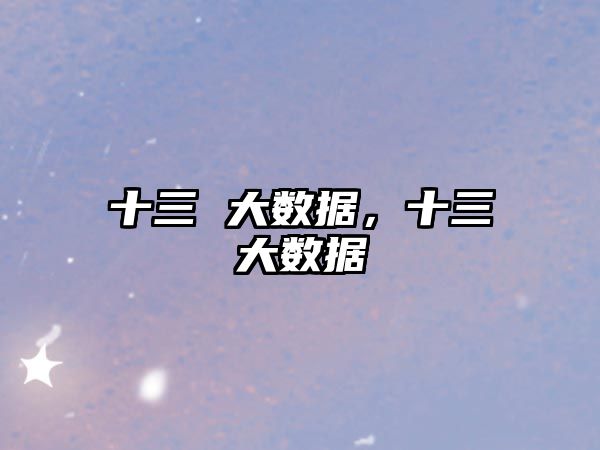 十三 大數(shù)據(jù)，十三大數(shù)據(jù)