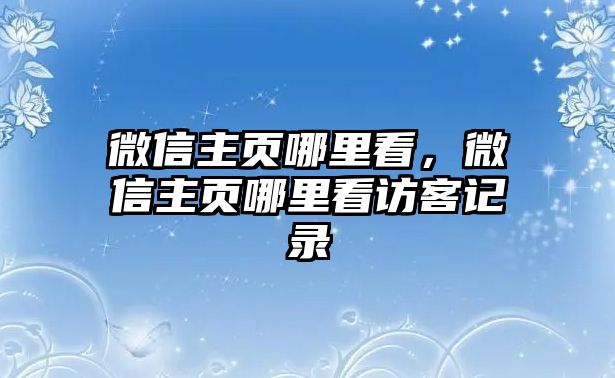 微信主頁(yè)哪里看，微信主頁(yè)哪里看訪客記錄