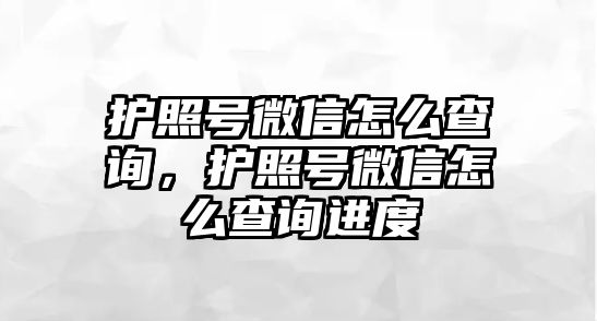 護照號微信怎么查詢，護照號微信怎么查詢進度