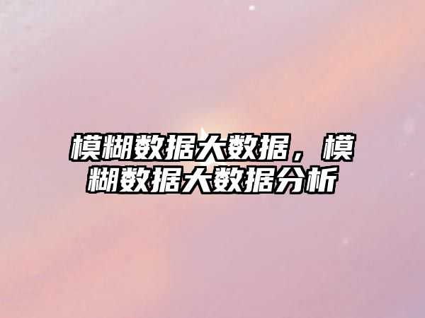 模糊數據大數據，模糊數據大數據分析