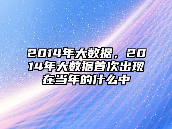 2014年大數(shù)據(jù)，2014年大數(shù)據(jù)首次出現(xiàn)在當(dāng)年的什么中