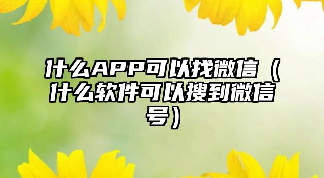 什么APP可以找微信（什么軟件可以搜到微信號(hào)）