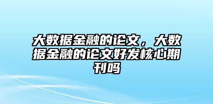 大數(shù)據(jù)金融的論文，大數(shù)據(jù)金融的論文好發(fā)核心期刊嗎