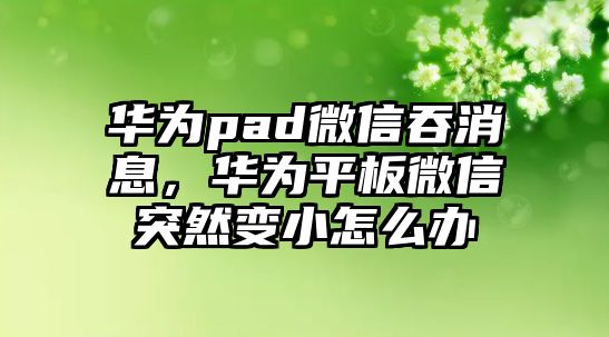 華為pad微信吞消息，華為平板微信突然變小怎么辦