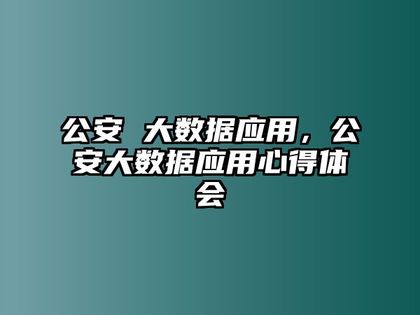 公安 大數(shù)據(jù)應(yīng)用，公安大數(shù)據(jù)應(yīng)用心得體會(huì)