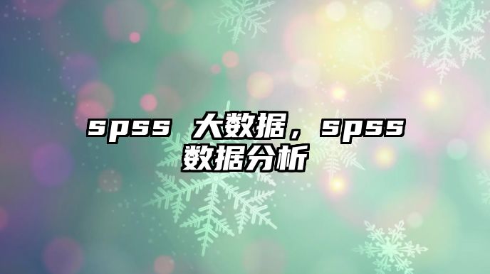 spss 大數(shù)據(jù)，spss數(shù)據(jù)分析