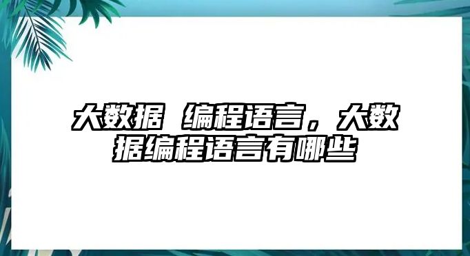 大數(shù)據(jù) 編程語言，大數(shù)據(jù)編程語言有哪些