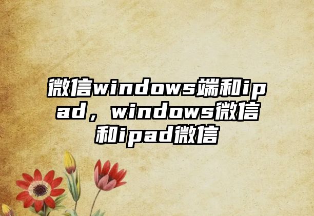 微信windows端和ipad，windows微信和ipad微信