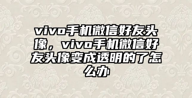 vivo手機微信好友頭像，vivo手機微信好友頭像變成透明的了怎么辦