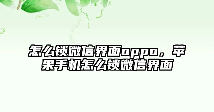 怎么鎖微信界面oppo，蘋(píng)果手機(jī)怎么鎖微信界面