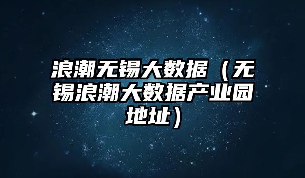 浪潮無錫大數(shù)據(jù)（無錫浪潮大數(shù)據(jù)產業(yè)園地址）