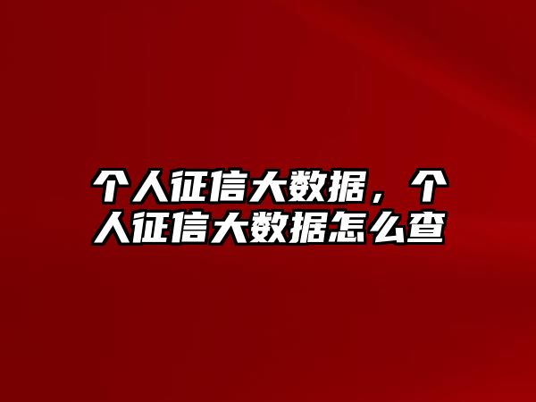 個(gè)人征信大數(shù)據(jù)，個(gè)人征信大數(shù)據(jù)怎么查