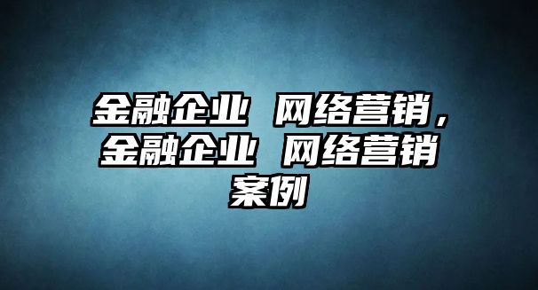 金融企業(yè) 網(wǎng)絡(luò)營銷，金融企業(yè) 網(wǎng)絡(luò)營銷案例