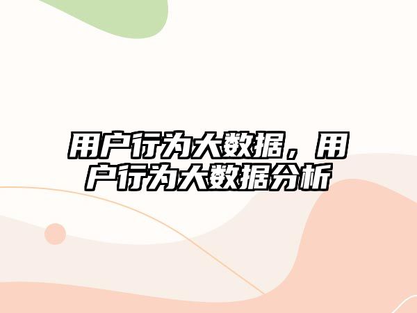 用戶行為大數(shù)據(jù)，用戶行為大數(shù)據(jù)分析