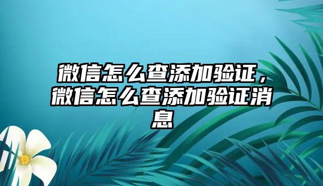 微信怎么查添加驗證，微信怎么查添加驗證消息