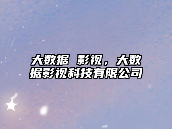 大數(shù)據(jù) 影視，大數(shù)據(jù)影視科技有限公司