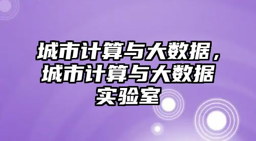 城市計算與大數據，城市計算與大數據實驗室