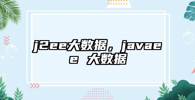 j2ee大數(shù)據(jù)，javaee 大數(shù)據(jù)