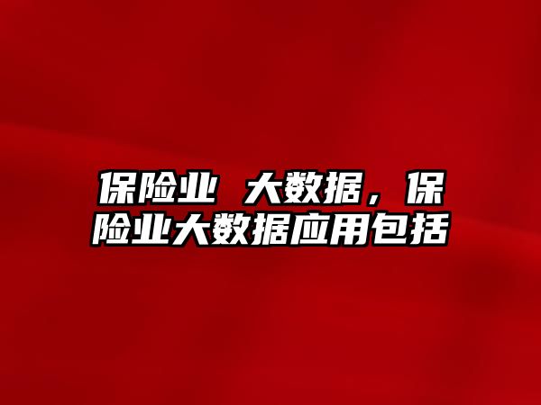 保險業(yè) 大數據，保險業(yè)大數據應用包括