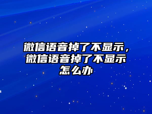 微信語(yǔ)音掉了不顯示，微信語(yǔ)音掉了不顯示怎么辦