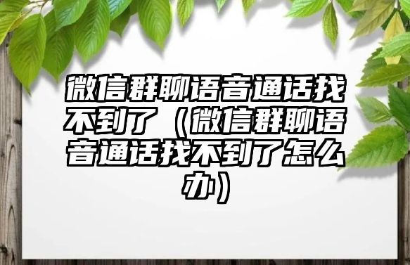 微信群聊語(yǔ)音通話找不到了（微信群聊語(yǔ)音通話找不到了怎么辦）