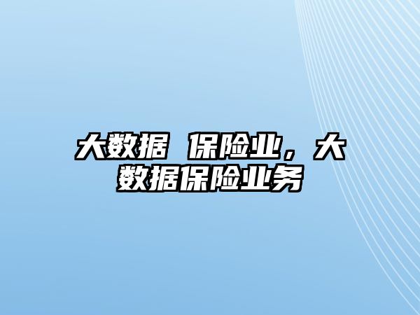 大數(shù)據(jù) 保險業(yè)，大數(shù)據(jù)保險業(yè)務(wù)