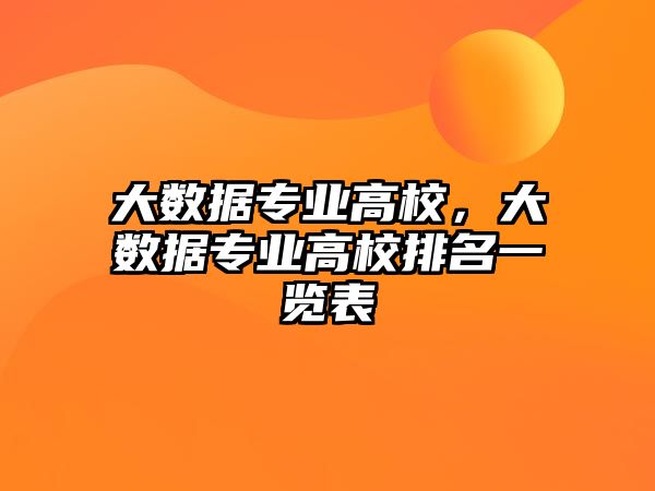 大數(shù)據(jù)專業(yè)高校，大數(shù)據(jù)專業(yè)高校排名一覽表