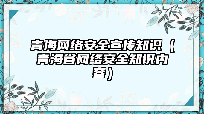 青海網(wǎng)絡(luò)安全宣傳知識(shí)（青海省網(wǎng)絡(luò)安全知識(shí)內(nèi)容）