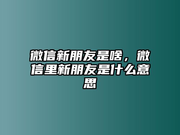 微信新朋友是啥，微信里新朋友是什么意思