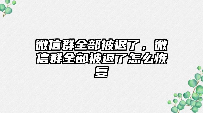 微信群全部被退了，微信群全部被退了怎么恢復(fù)