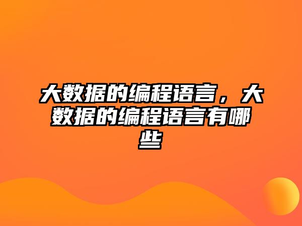 大數據的編程語言，大數據的編程語言有哪些