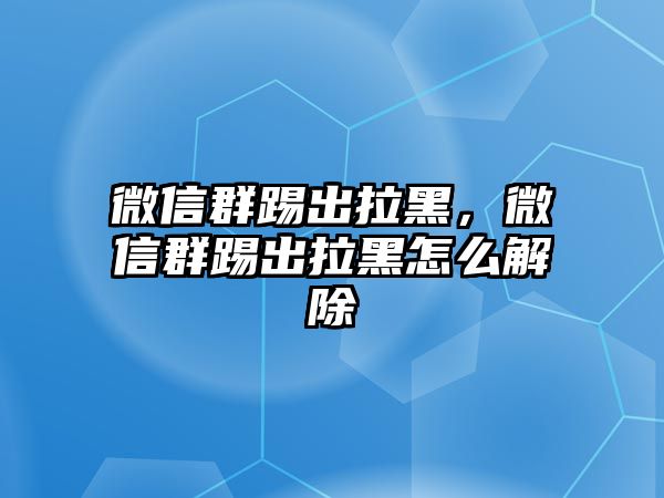 微信群踢出拉黑，微信群踢出拉黑怎么解除