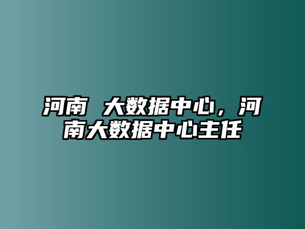 河南 大數(shù)據(jù)中心，河南大數(shù)據(jù)中心主任