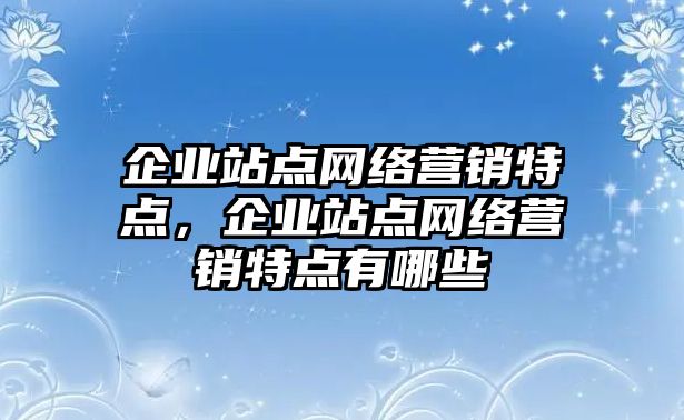 企業(yè)站點網(wǎng)絡(luò)營銷特點，企業(yè)站點網(wǎng)絡(luò)營銷特點有哪些