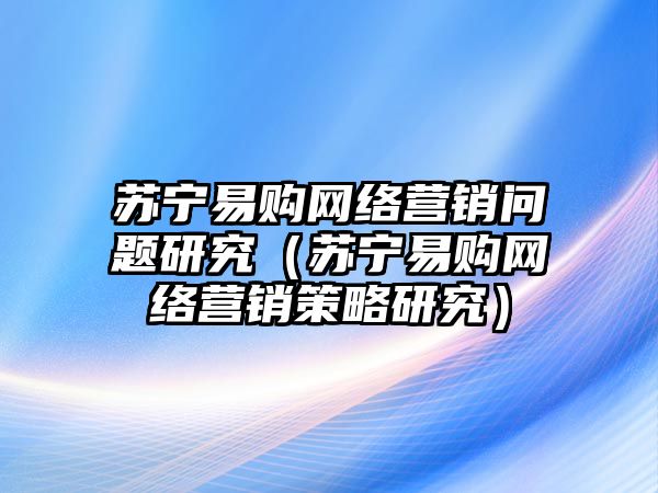 蘇寧易購網絡營銷問題研究（蘇寧易購網絡營銷策略研究）